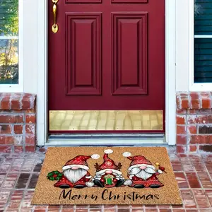 1pc Whimsical Christmas Gnome Welcome Doormat - Soft, Washable, Low Pile, Indoor/Outdoor Entrance Mat with Non-Slip Rubber Backing, Absorbent, and Quick-Drying - Perfect for Bathroom, Kitchen, RV, Farmhouse, and Funny Kitchen Rugs
