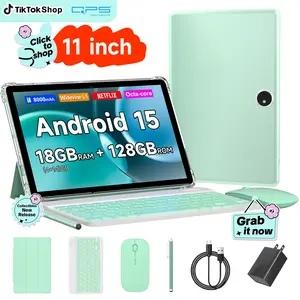 PEICHENG 11-inch Android 15.0 Tablet 18(4+14)GB RAM 128GB ROM 1TB Expandable 2.0GHz Octa-core 1280x800 IPS Touchscreen 5G WiFi6 BT 5.0 with Keyboard Case Mouse Stylus,TikTokShopSpringGlowUp