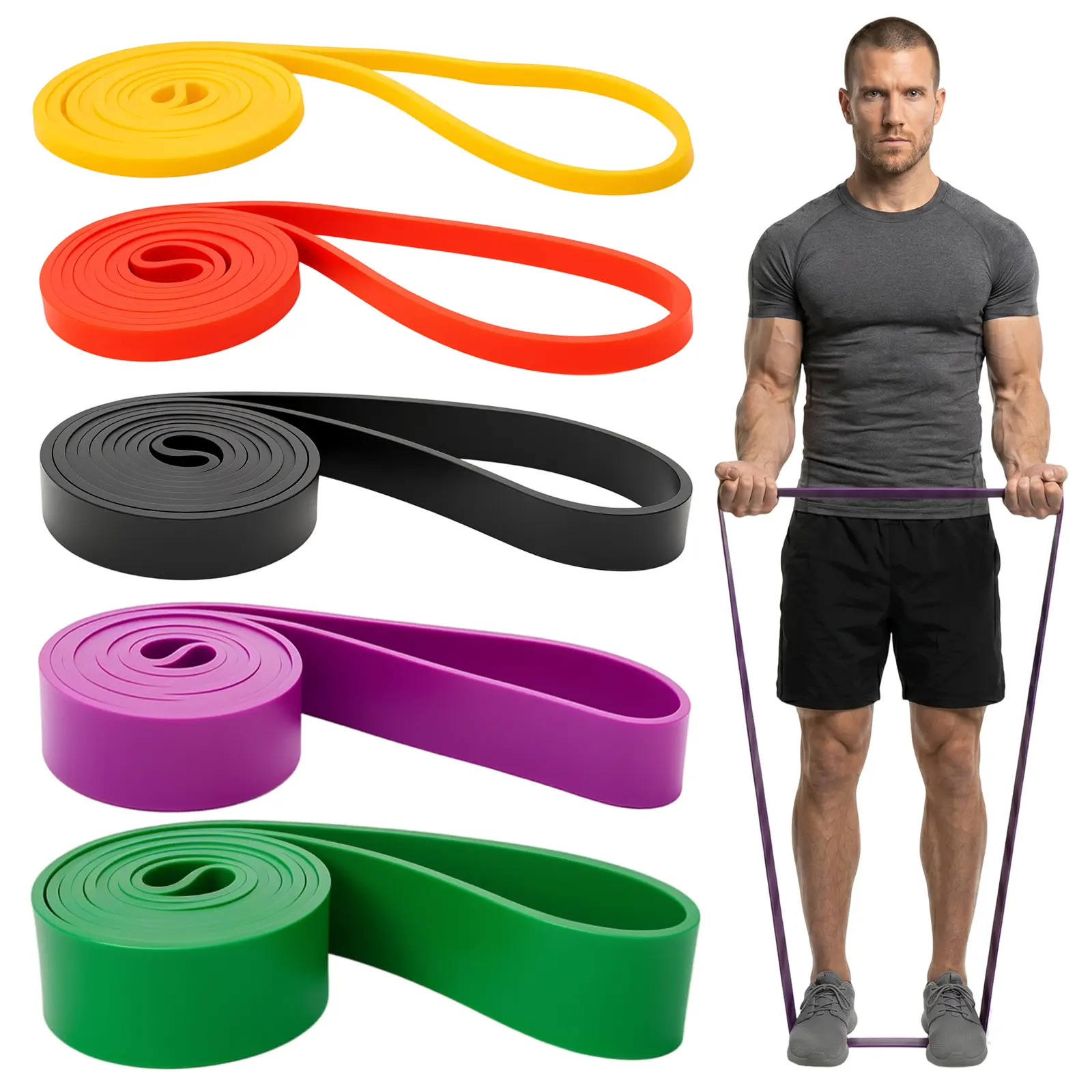 Richland Pull Up Bands, Resistance Bands Set,5-Level Elastic Pull Up Assistance Bands Set for Full Body Training, Fitness, Physical Therapy, Home & Gym Workout