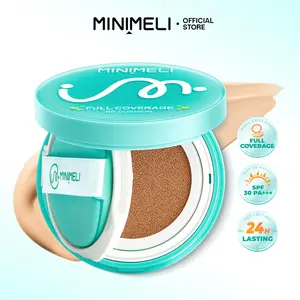 MINIMELI 2in1 Full Coverage BB Cushion, 24H Lasting, SPF30 PA+++, Waterproof Sweat-Proof, Korean-style Makeup Look