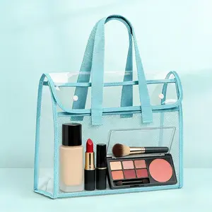 Transparent PVC Book Pouch, Snap Button File Bag for Learning Supplies, Waterproof Double Layer Document Holder for School Office – For Women Men Daily Organization Gift party