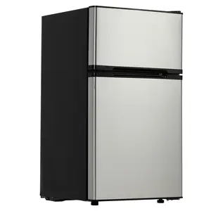 Mini Refrigerator with Adjustable Thermostat Ultra Quiet & Energy Efficient Mini Fridge with Freezer, with Freezer and Removable Glass Shelves, Small Refrigerator, Ideal for Bedroom, Office, Dorm, Small Spaces