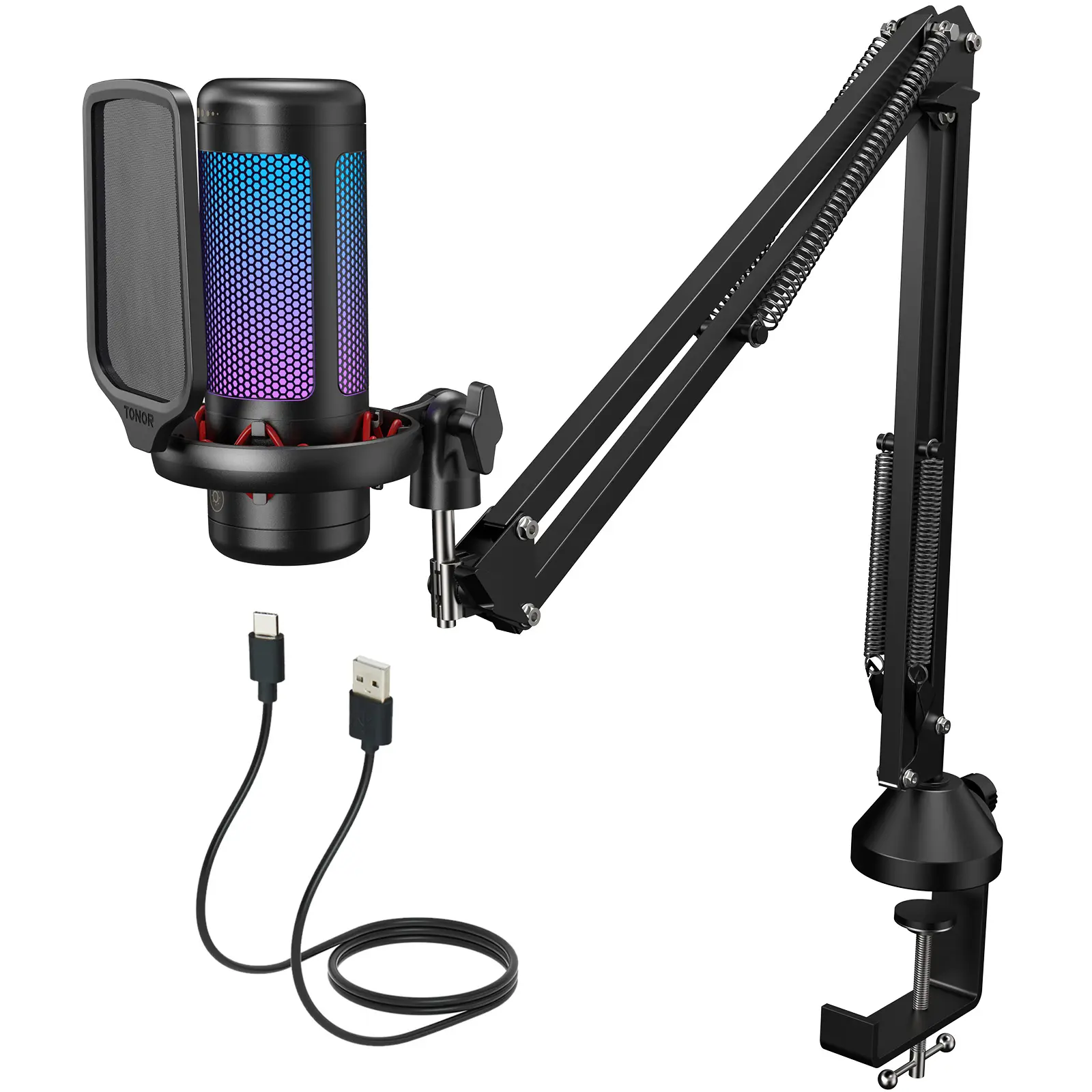TONOR TC310 USB Microphone – RGB, Pop Filter & Shock Mount for PC/PS4/PS5/Mac/Switch TONOR TC310 USB Microphone – RGB, Pop Filter & Shock Mount for PC/PS4/PS5/Mac/Switch
