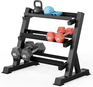 YOLEO 1100LBS Dumbbell Rack- Adjustable 3 Tier Weight Rack for Home Gym, Heavy Duty Weight Storage Organizer Dumbbell Storage Stand Holder(Rack Only) Display Shelf Multicolor