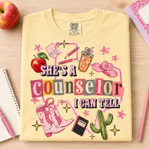 She’s a Counselor I Can Tell Shirt Western School Counselor Tee Cute Counselor Gift Comfort Colors T Shirt for Women