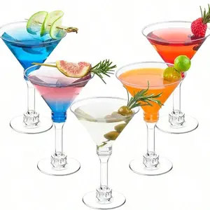 40 Pack Plastic Martini Glasses 5 Oz Disposable Mini Tall Cocktail Cups Plastic Margarita Glasses Perfect For Summer Party Wine, Drinks, Appetizers, Desserts