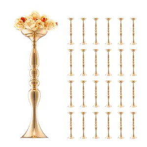 VEVOR 16 PCS Crystal Wedding Flower Vase, 10.24 in Tall Flower Table Centerpieces, Crystal Cylinder Banquet Vases Easy Installation, Versatile Arrangement Stand for Party Events Room Home Decor, GoldVEVOR Super Brand Day
