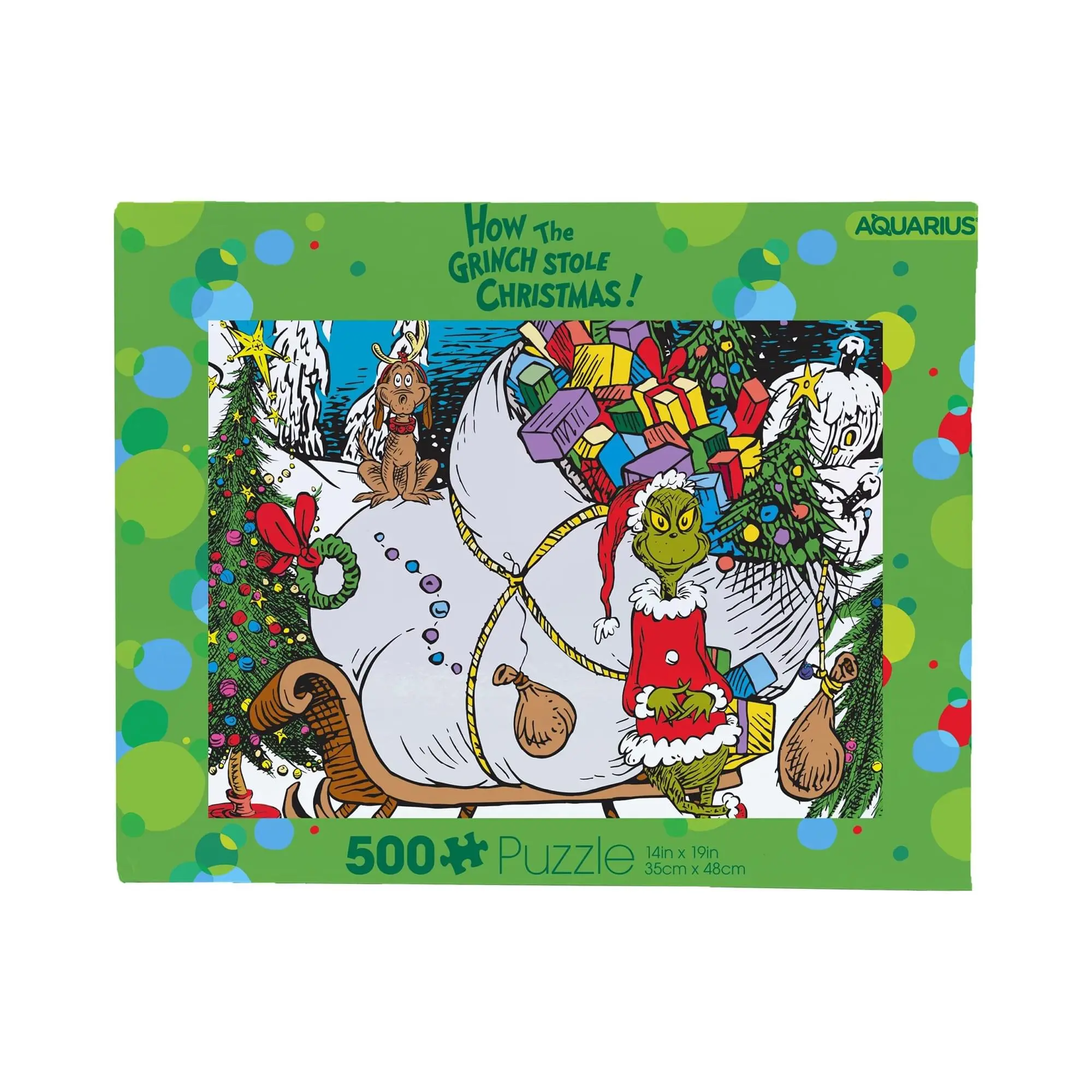 Dr. Seuss Grinch Christmas 500-Piece Jigsaw Puzzle - Intermediate Family Holiday Board Game for 12 Years Above, Colorful Art Jigsawpuzzle