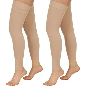 [2 Pairs Pack]20-30 mmHg Compression Socks, Open Toe Design Medical Grade Support Stockings with Silicone Grip, Best for Varicose Veins Relief, Sports & Daily Wear (Black/Beige, 3XL)