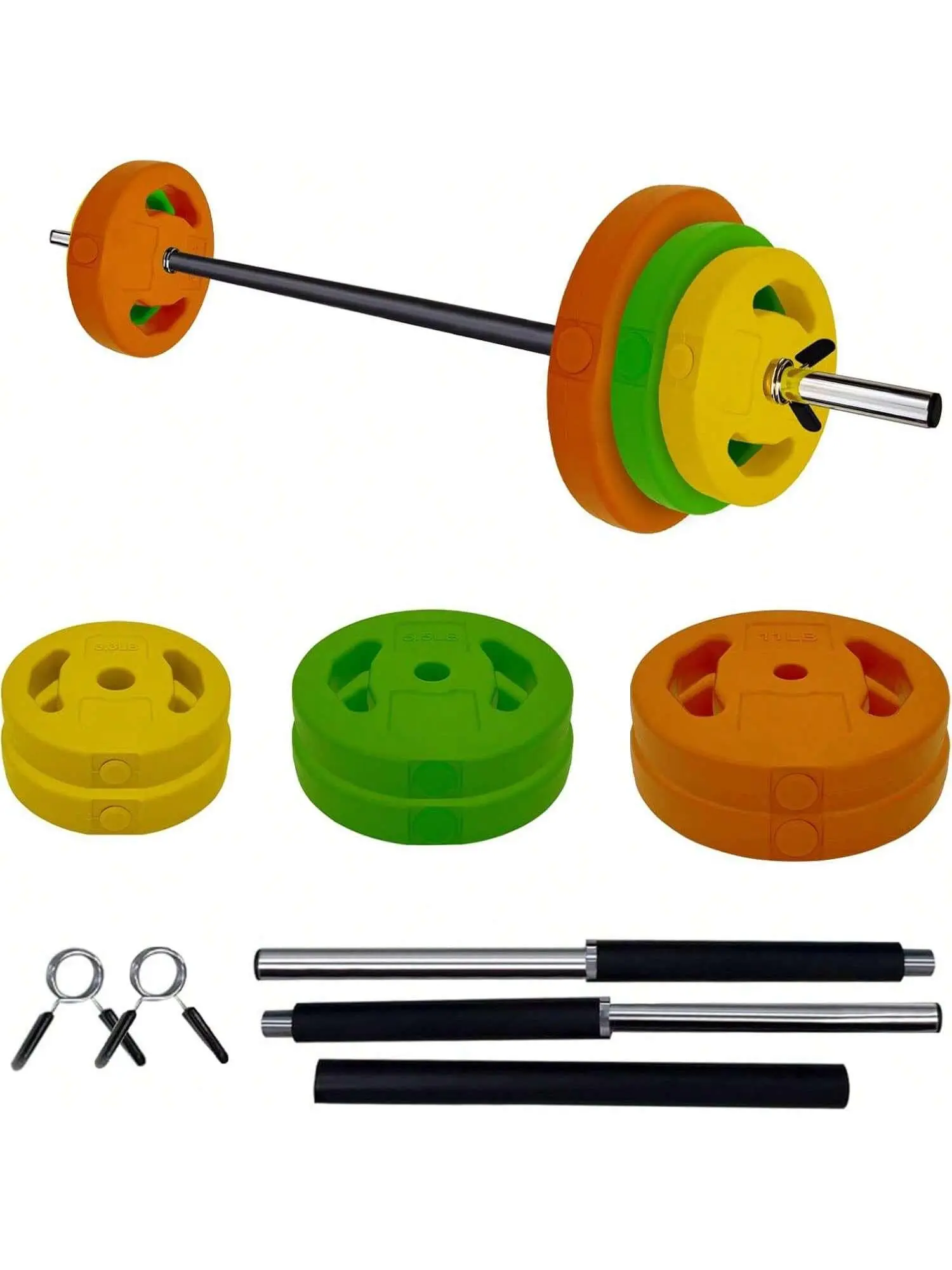 Gaomon 40 Lbs Adjustable Barbell Weight Set - Multicolor Strength-Training Home Gym Kit with Cushioned Grips, Quick-Change Rubber Plates, Adjustable Weights Dumbbells for Home, Gym Use