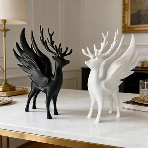 Nordic Style and Winged Deer Ornament, Decorative Sculptures, Home Decor Craft, Living Room Desktop Art, Holiday Gift Idea
