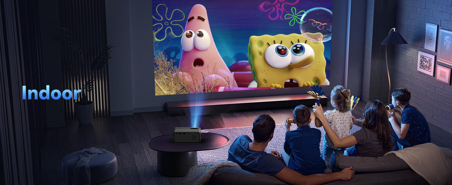 CiBest Mini Projector, 2025 New 1080P Full HD Portable Video Projector with 80% Lower Fan Noise, 200" Giant Screen Home Theater Movie Projector for Outdoor/Indoor Use, Compatible with TV Stick/PS5/USB/HDMI