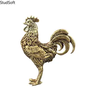 2026 New Solid Brass Rooster & Hen Figurines, Mini Chicken Couple Statues, Lucky Home Living Room Decor, Tea Pet Ornament for Tea Table & Desktop