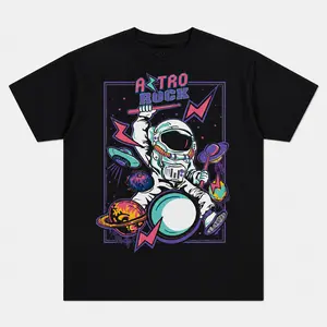 Unique Astronaut Drummer Galaxy Print Tee – Artistic Retro Space Music Graphic Shirt for Y2K Fashion Lovers,Unisex, modern relaxed fit