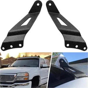 Nilight 2PCS 50” Curved LED Light Bar Metal Brackets, Vehicle Accessories, Auto Parts Accessories, Easy-Install Upper Windshield Roof Cab Mount for 99-06 Chevy/GMC Silverado Suburban Avalanche Tahoe Yukon Sierra, 2-Year Warranty (Black)
