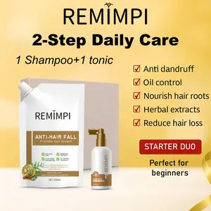REMIMPI Anti Hair Loss Starter Set – 2-Step Hair Growth Routine with Shampoo & Tonic | Herbal Formula for Thinning Hair, Root Strength & Scalp Balance (300ml + 50ml)