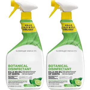 Botanical Disinfectant and Cleaner,  99% of Household  and Viruses, EPA Registered, 2 Pack - 32 Fl Oz