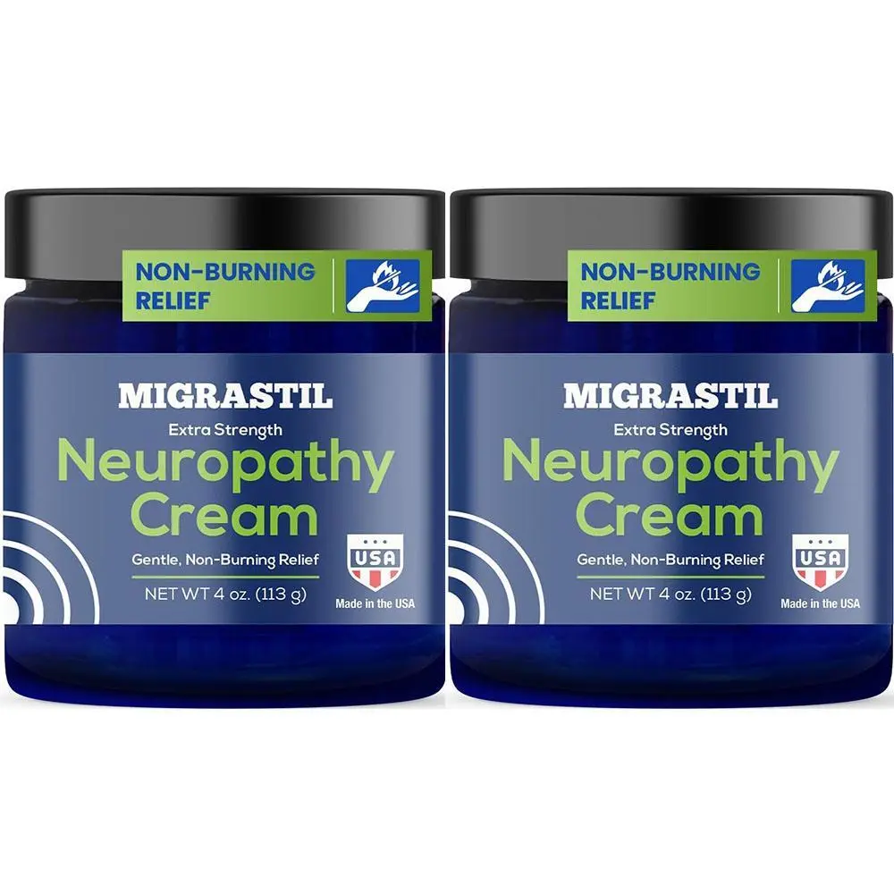 2 Bottles Migrastil Neuropathy Cream - Soothing Cream for Feet, Legs, Hands, Etc. Aloe Shea Butter Gentle Clove Moisturizing Body Care Daily