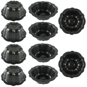 10 Pieces Mini Bundt Cake Pan, Nonstick 4 Inch Small Carbon Steel Fluted Bundt Cake Pan for Baking, Metal Baking Mold for Cupcakes, Donuts, Brownies - Pumpkin Shaped