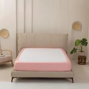 Stretchy Box Spring Cover King Size - Jersey Knit & Stretchy Wrap Around 4 Sides Bed Skirt for Hotel & Home, Wrinkle & Fading Resistant Fits King Size Beds, Blush