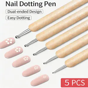 5pcs/lot Dual-Ended Dotting Pen Set for Nails, Professional Nail Design Pen Nail Art Tools with Dotting & Rhinestone Pick Pens, Dot Paint Manicure Kit for Polka Dots, Nail Gems & Detail Work