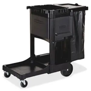 212 MAIN Rubbermaid Commercial Executive Cleaning Cart for Reptile & Amphibian Pet Supplies - 21.75 in. x 46 in. x 38 in., Black, Easy Cleanup, Locking Doors, Waste Removal
