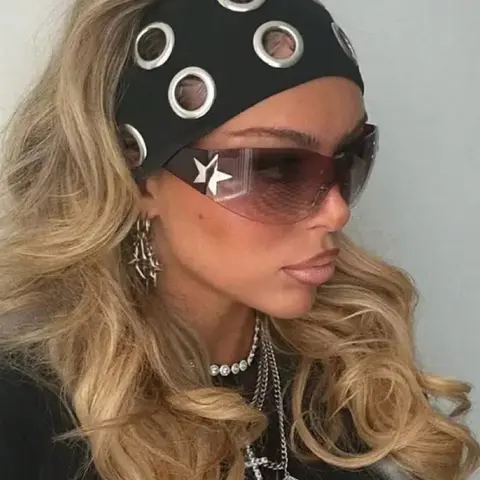 1pc punk style headband, metal eyeliner decoration, soft and elastic sports yoga headband, large size, summer beach headband, party, vacation, daily leisure hair accessories, Gym Headband, Workout Headband, Athletic Headbands, Headbands Women
