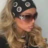 1pc punk style headband, metal eyeliner decoration, soft and elastic sports yoga headband, large size, summer beach headband, party, vacation, daily leisure hair accessories, Gym Headband, Workout Headband, Athletic Headbands, Headbands Women