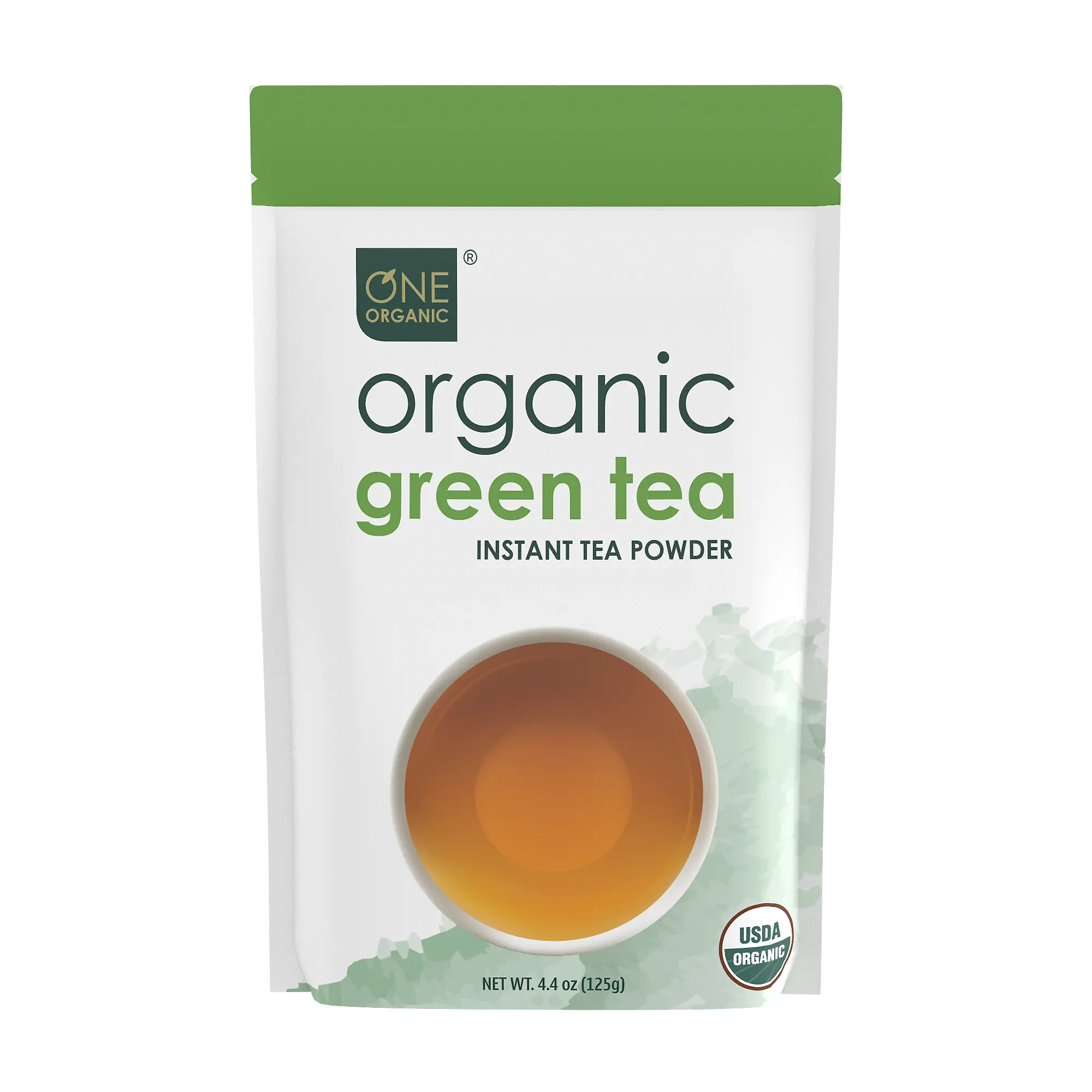 One Organic Green Tea Instant Tea Powder, USDA Certified, Pure Tea, Instant Hot or Cold - green tea No Sugar