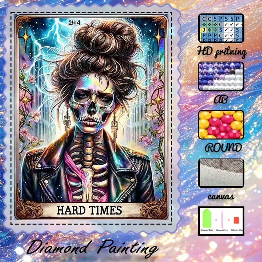 DIY 5D flocked cloth diamond painting kit, Rhinestone Painting, AB drills, fairy dust drills, crystal drills, skull, female, lightning diamond embroidery, special craft diamond art kit, wall decor, gift for family, loved ones, friends.