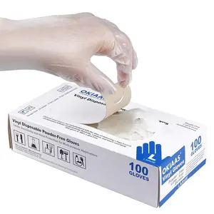 Disposable Gloves L, Food Safe| Latex-Free and Powder-Free Clear Vinyl Gloves for Cooking, Food Prep, Household Cleaning | Medium,100 Counts/Box OKIAAS