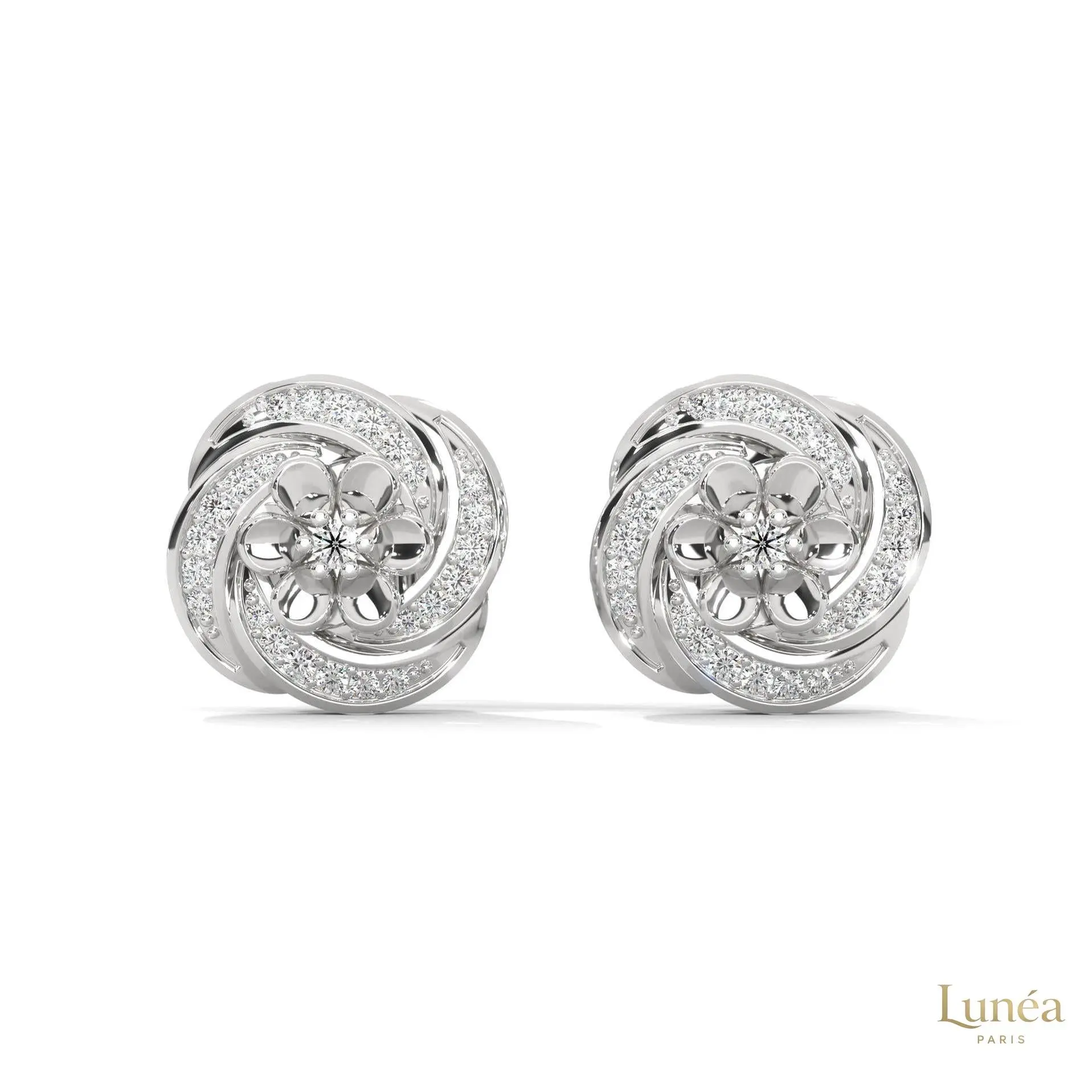 0.40 CT. Floral Cluster Diamond Stud Earrings | Lab Grown | 14K Gold & Platinum