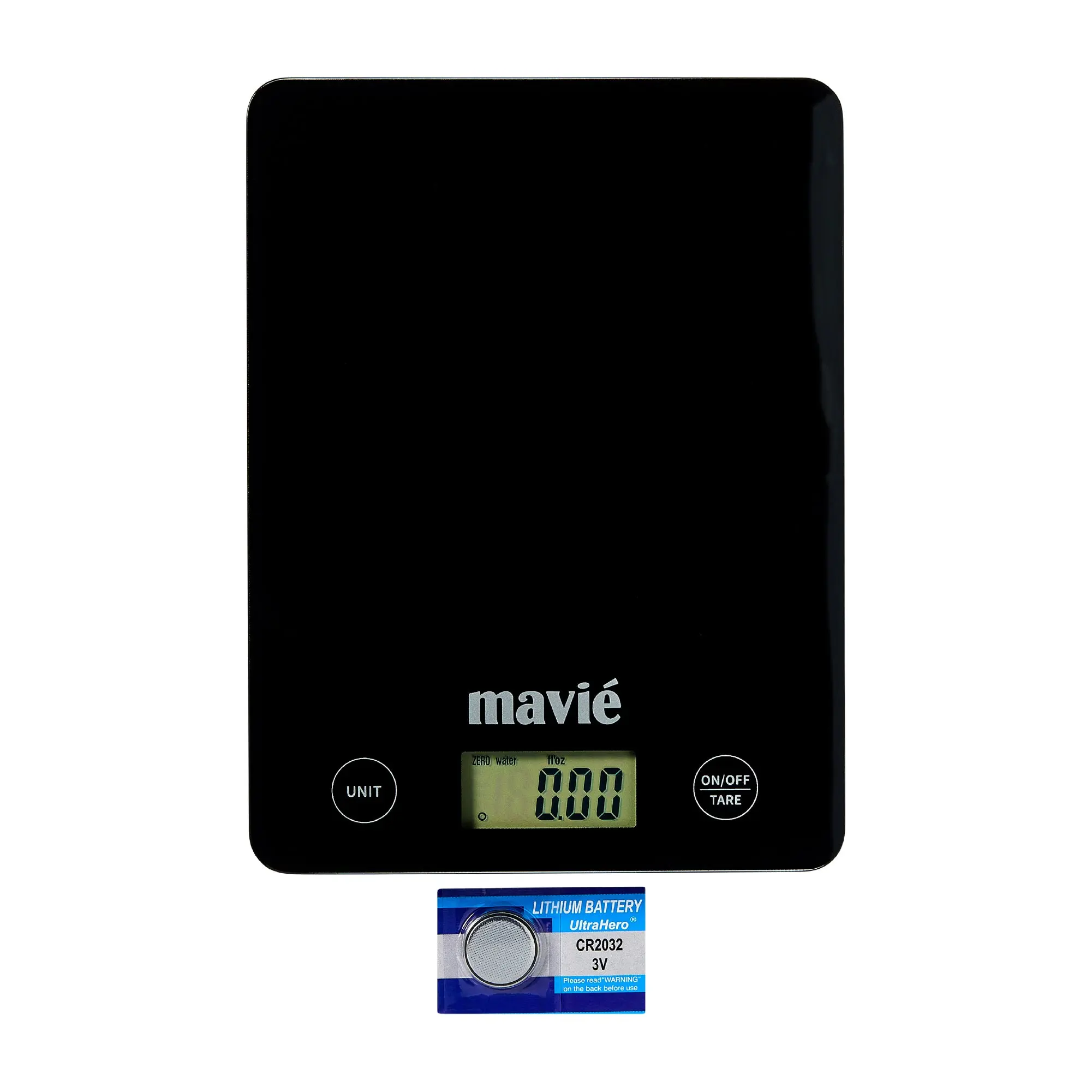 MAVIE Tempered Glass Digital Kitchen Scale – Full Touch Screen Food Scale with 5kg Capacity & 7 Weighing Units