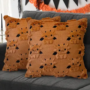 Highland Cow Pillow Covers 18x18 inch Halloween Decorations Cow with Wing Throw Pillow Cases Soft Plush Faux Fur Wool Pillow Covers Winter Holiday Decor for Sofa Living Room