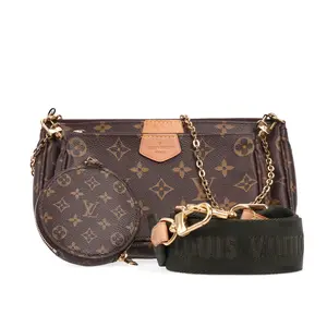 Pre-owned Louis Vuitton Coated Canvas Shoulder Bags Multi Pochette Accessoires Brown Monogram 64499114 hz