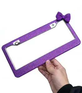 Sparkly Rhinestone Bow License Plate Frame! -1 pcs! Fun car accessories & car essentials for women! Weatherproof & universal fit. Truck Vehicle