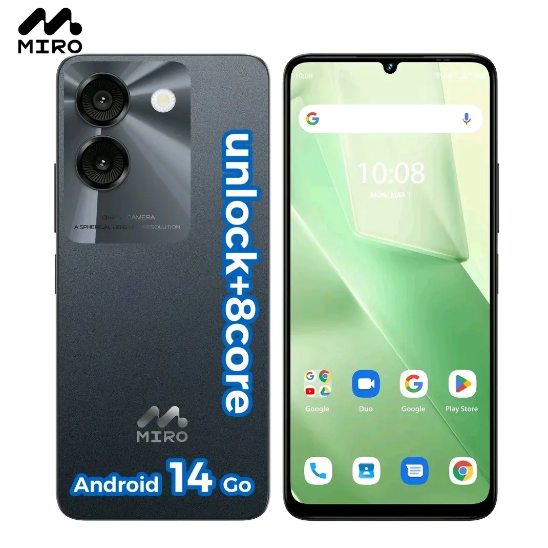 Miro S67 Liberado 5g Phone OctaCore Android 14 Smartphone 6.75" HD+ Big Screen | 4GB+4GB RAM 64GB Cellphone Dual AI Camera 13MP Rear 5MP Front LTE 4G | Fast Charging | Dual SIM | 5000mAh Batter Android Tablet with Case y AI Face Unlock Security dual