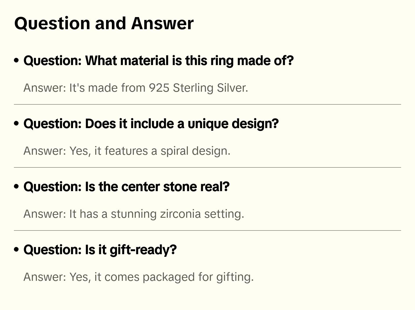 Spiral Silver Ring with Decorative Band and Center Stone