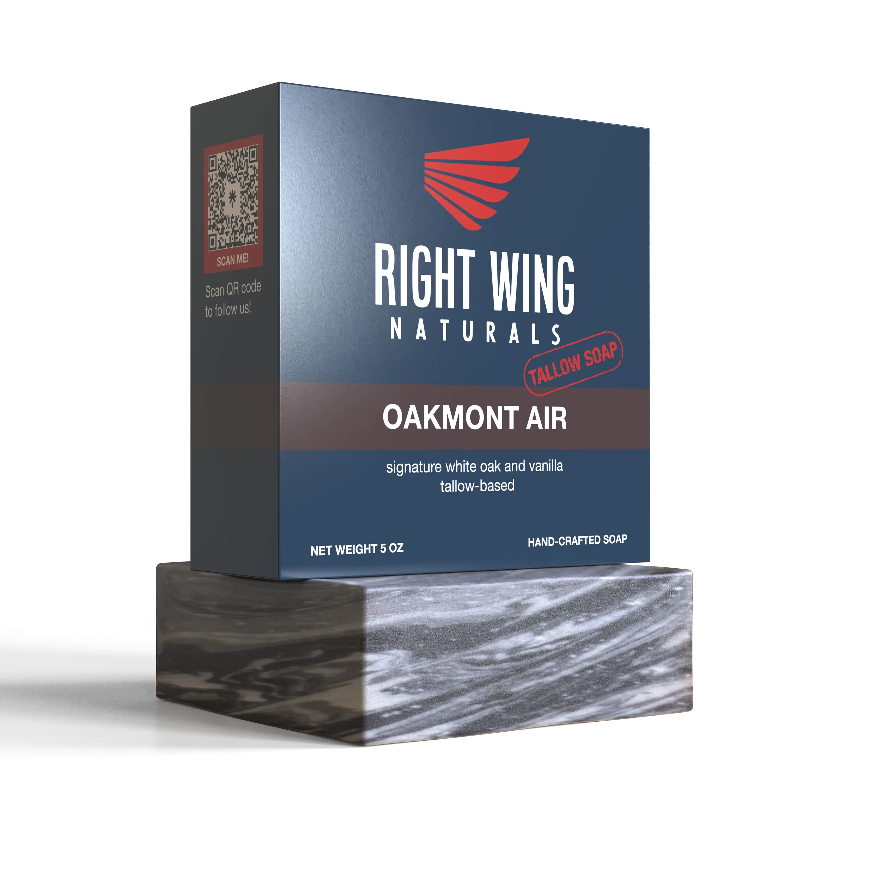 RIGHT WING NATURALS Oakmont Air Tallow Soap for Men – Subtle Vanilla & Oak Scent – Handcrafted 5oz Bar for Confident, Clean-Cut Grooming with Rugged Grit Finish