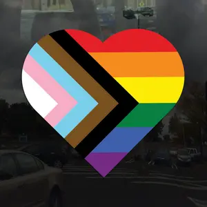 Heart Progress Pride Flag LGBTQ POC Transgender Flag - vibrant color vinyl decal