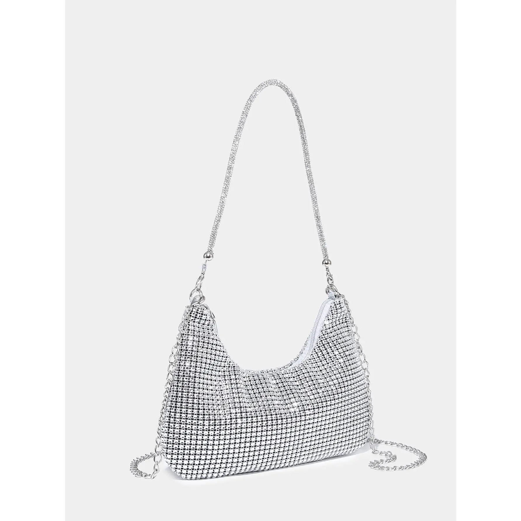 DealsForYouDays Lightweight, Business Casual Rhinestone Decor Bucket Bag Mini Drawstring Design, Clear Bag Faux Pearl Bag Evening Bag