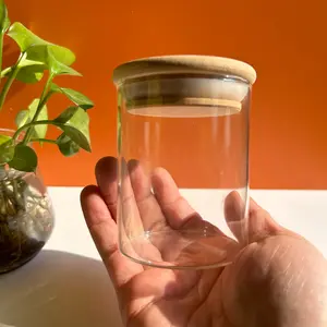 High Borosilicate Glass Jar with Bamboo Lid, Airtight Food Storage Container for Grains and Tea, Heat Resistant Kitchen Canister, Glass Containers, Kitchen Accessories