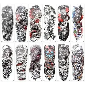 12 Sheets Temporary Tattoos, Full Arm Temporary Tattoo for Men Women, Full Sleeve Tattoos Temporary, Waterproof Realistic Large Fake Tattoos Temporary for Tattoo Stickers （18.9"X6.7")