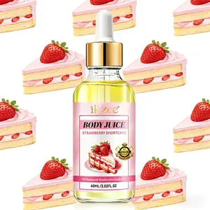 Ikzee Strawberry Cake Body Juice Oil, Non-Greasy 60ML Long-Lasting Scent Moisturizing Women Care Oil, Strawberry Scented Body Oil, Birthday Gift
