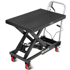 Heavy Duty Hydraulic Lift Table Cart – 1100 lbs Capacity, Manual Scissor Lift, 35.4" Max Height, Non-Slip Platform, Locking Wheels, Foot Pump, Swivel Casters – Ideal for Warehouse, Workshop, Garage Material Handling