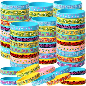 Hawaiian Party Bracelets  Summer Tropical Wristbands Tropical Luau Bracelets  Pineapple Palm Wristbands Hawaiian Luau Party Favors for Summer Beach Supplies