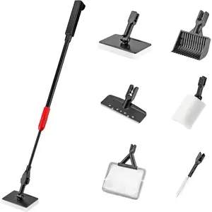 6-in-1 Aquarium Cleaning Tool Aquarium Algae Scraper for Fish  Including Fish Brush Sand Rake Pad Sponge Telescopic Handle Multi-Usage Aquariums Glass Cleaner Set for Slatwater Freshwater