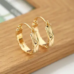 Cross-Border European American Glossy Plaid Earrings cute earring