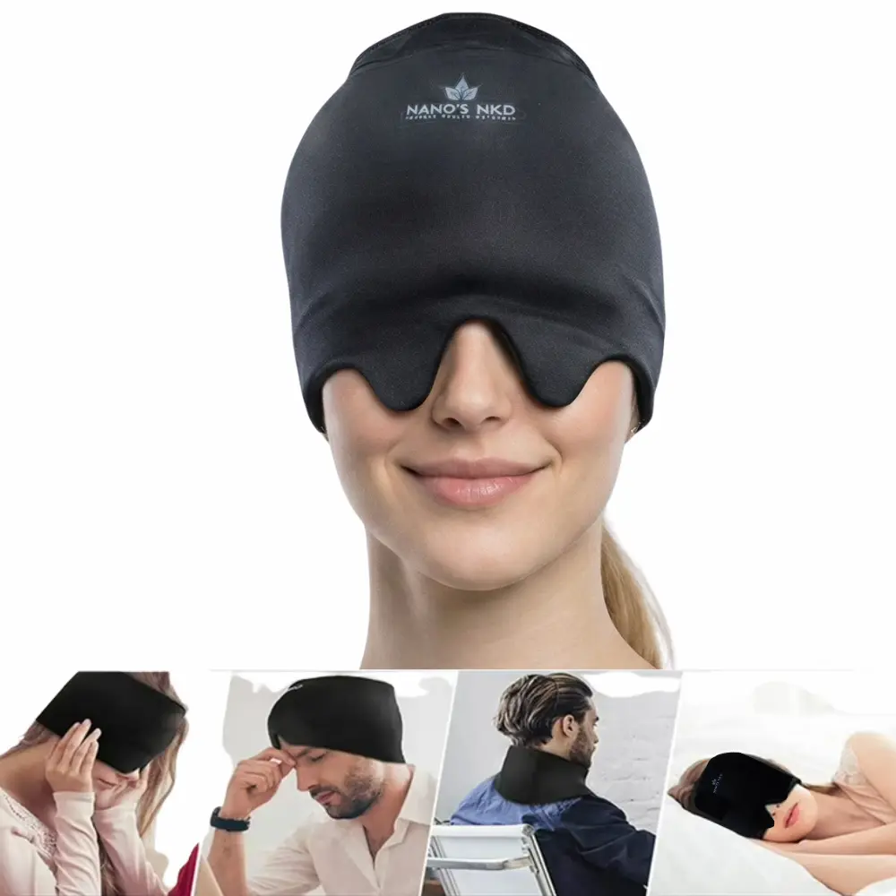 NANO'S NKD Gel Migraine Relief Cap - Snug Compression Fit Hot & Cold Therapy Cap for Headache, Stress Relief