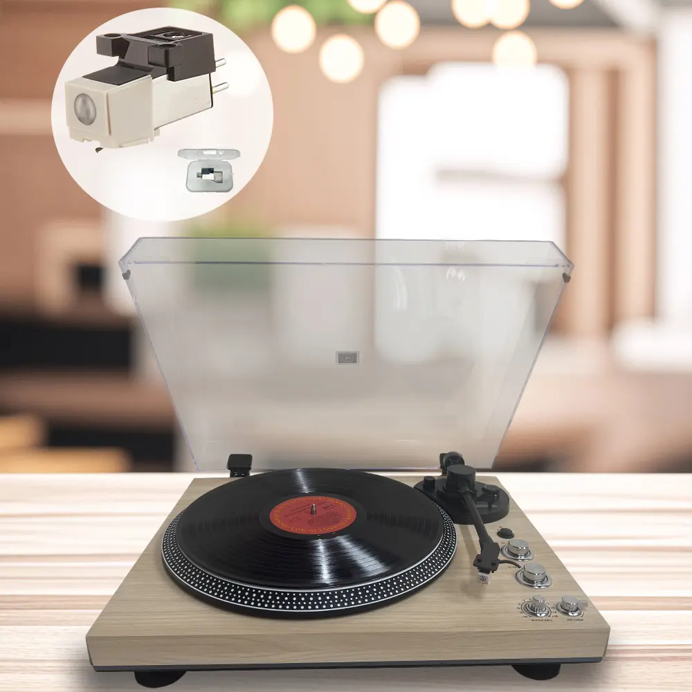 Retro Vinyl Record Player with AT3600L Replacement Stylus, Belt-Driven Design, Wireless Audio Pre-Amplifier, RCA Jack Output, 2 Speeds, Vinyl Records Compatibility, Versatile Use, Perfect Gift for Halloween, Christmas Bootleg Vinyl Record Green Vinyl Lp